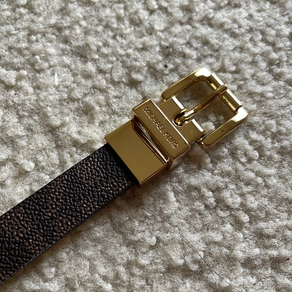Michael Kors - Leather Belt - Brown and Gold